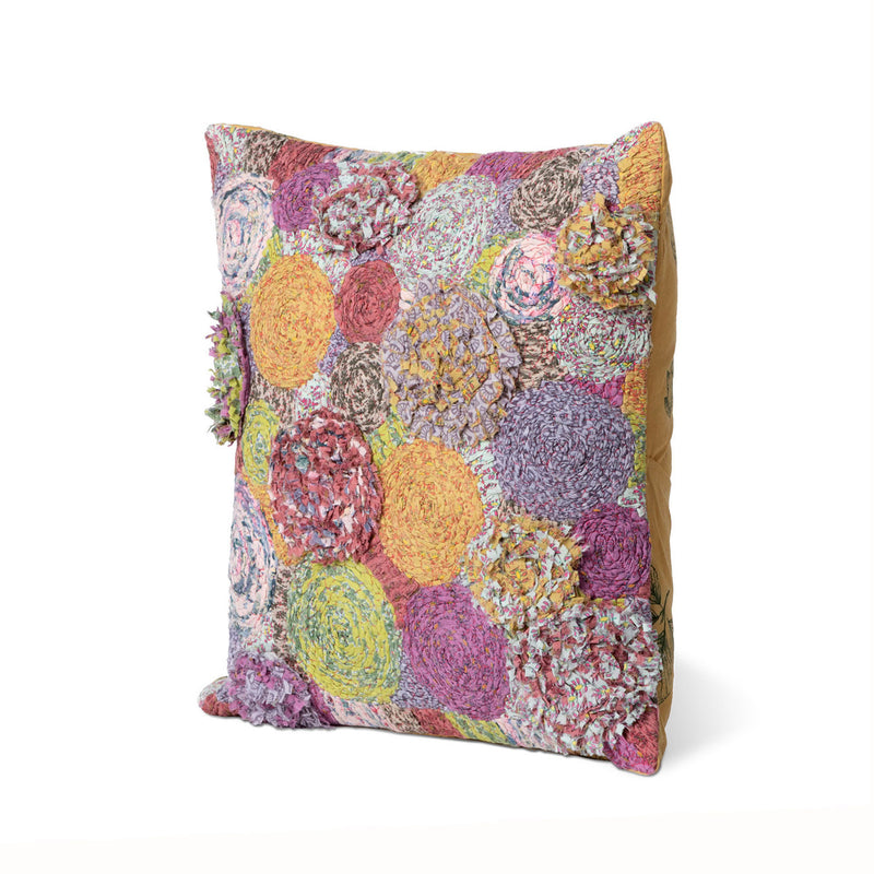 Handstitched Flower Burst Pattern Pillow