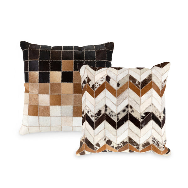 Hair-On Hide Leather Patchwork Pillow