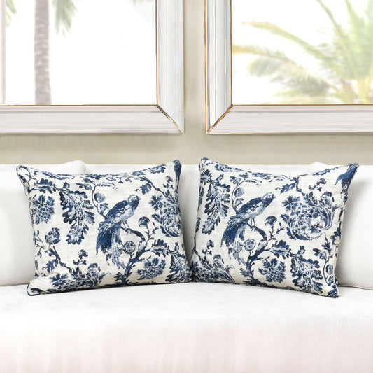 Estate Pillows, Bluebird Toile, Set of 2