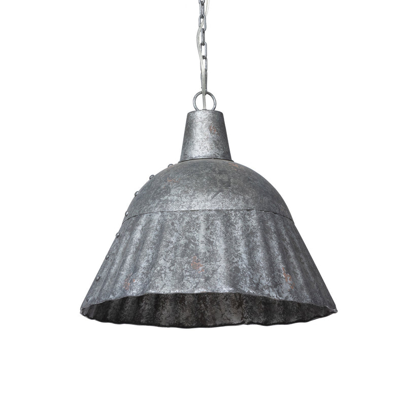 Fluted Galvanized Pendant Light Fixture