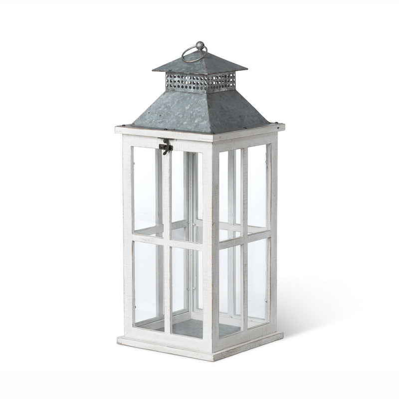 Coastal Whitewash Lantern, Medium