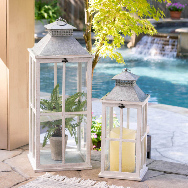 Coastal Whitewash Lantern, Large