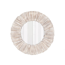 Wood Slat Round Mirror