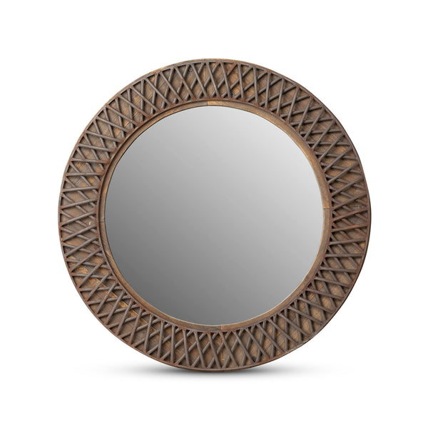 Iron Lattice Round Wall Mirror