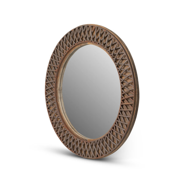 Iron Lattice Round Wall Mirror