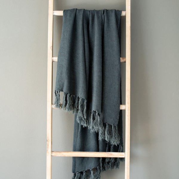 Washed Linen Throw, Indigo