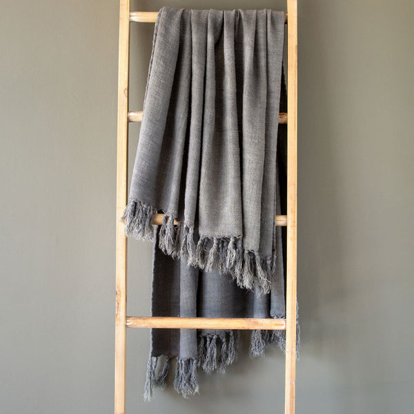 Washed Linen Throw, Grey