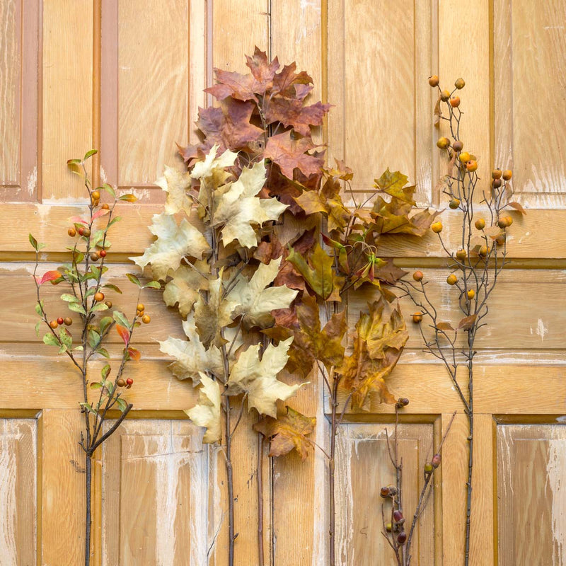 Crafted Autumn Leaves Stem Collection, Set of 12, 3 Assorted Colors