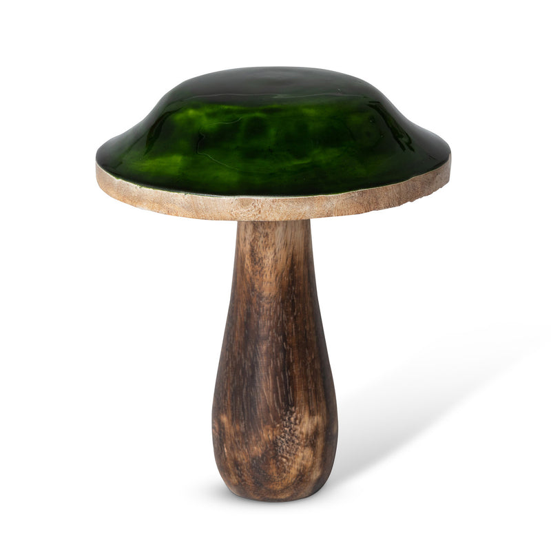 Forest Green Lacquered Wooden Mushroom, Large