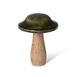 Forest Green Lacquered Wooden Mushroom, Medium