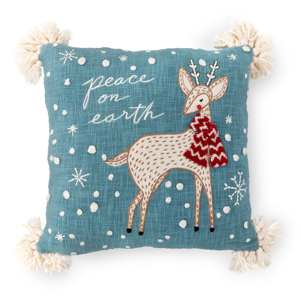 Arctic Deer Embroidered Pillow