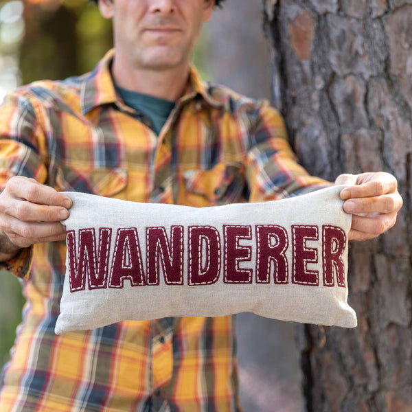 "Wanderer" Appliqued Linen Pillow