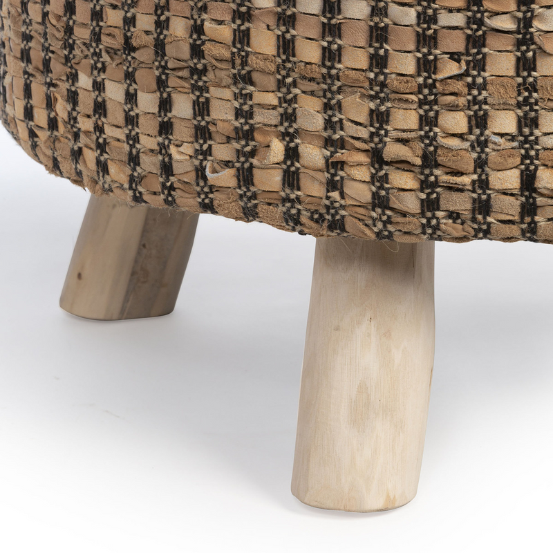 woven recycled leather stool