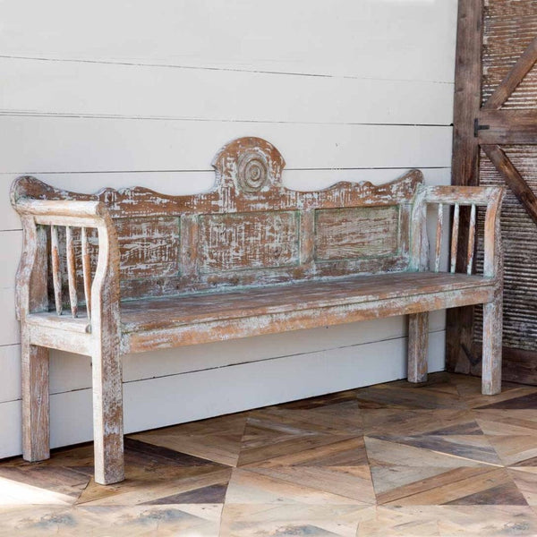 aged painted bench